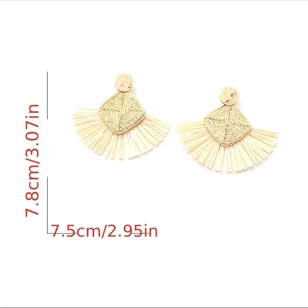 Boho Fan Raffia Earrings - Picture 5 of 6